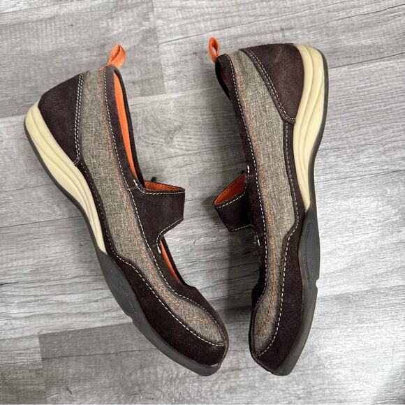Mary Jane Sporty Flats Brown Suede Fabric Land End Size 7 1/2 - Picture 3 of 7